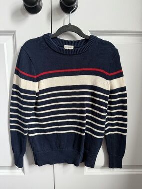 Crewcuts Navy, Cream & Red Striped Crewneck Sweater